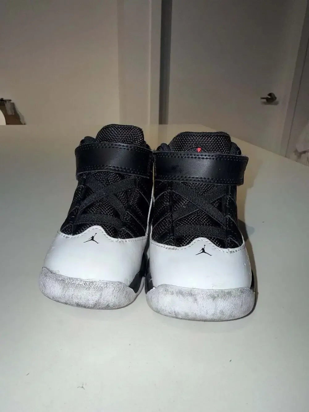 Jordan 6 Rings Toddler Shoes Size 7C Black White Red
